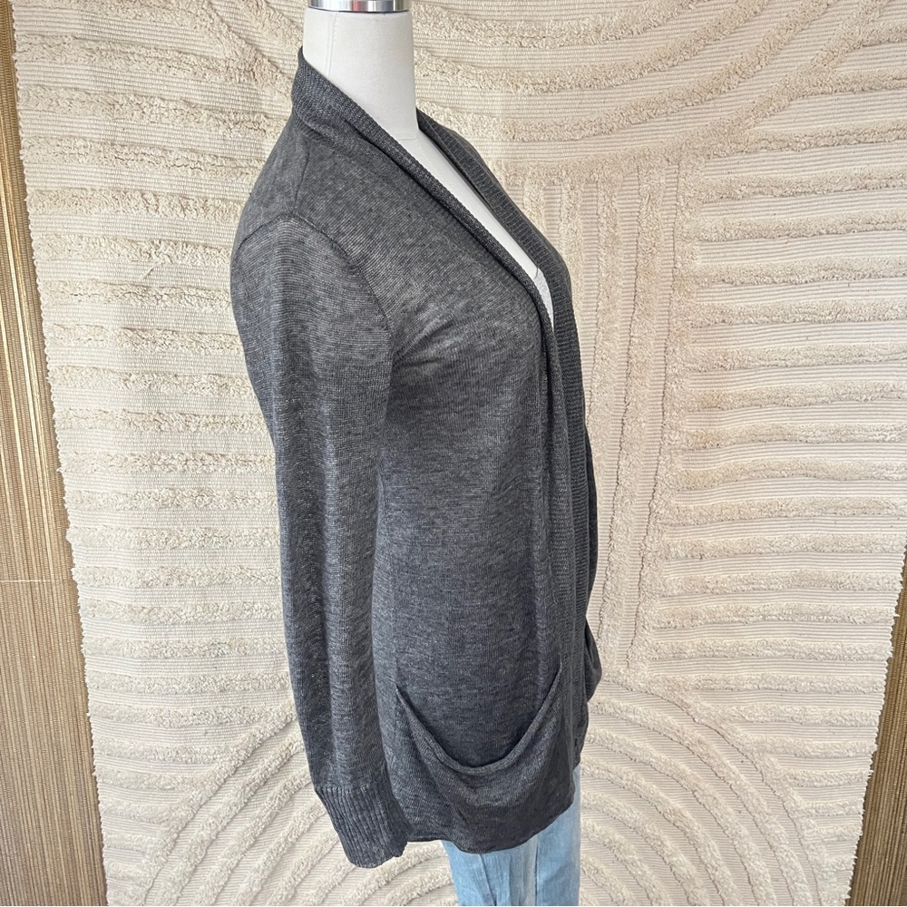 Eileen Fisher Gray Open Front Linen Cardigan - Picture 2 of 8